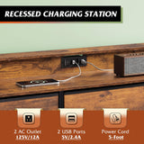 WLIVE Dresser TV Stand for 50, 55 inch, Led Chest of Drawers for Bedroom, Rustic Brown Dresser for Bedroom with LED Lights and Charging Station, 9 Fabric Drawers, Wood Top, Living Room, Closet WLIVE