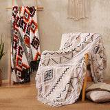 CASAAGUSTO Boho Throw Blanket - Beige and Gray Decorative Blankets with Tassel, Printed Flannel Bohemian Blanket for Chair, Bed, Sofa, Couch(50 * 60, Beige and Gray) CASAAGUSTO
