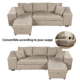 Eafurn L Shaped Reversible Sleeper Sectional Sofa Pull Out Couch Bed with Storage Chaise Lounge and 2 Stools, Button Tufted Chenille Upholstered Convertible Pullout Sofabed for Living Room Office Eafurn