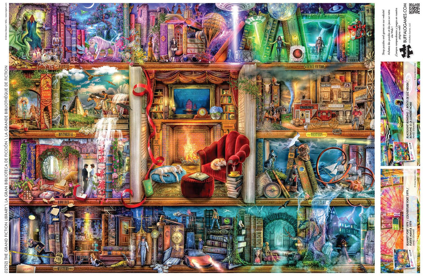 Buffalo Games - Aimee Stewart - The Grand Fiction Library - 1000 Piece Jigsaw Puzzle for Adults -Challenging Puzzle Perfect for Game Nights - Finished Size is 26.75 x 19.75