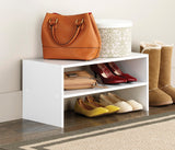 Whitmor Wood Stackable 2-Shelf Shoe Rack, White, 24 inches Whitmor
