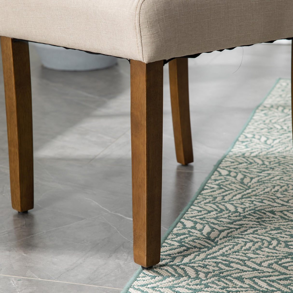 Snugway Stylish Upholstered Parsons Dining Chair with Nailhead Trim and Sturdy Solid Wood Legs, Beige, 6 Pcs Snugway