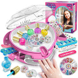BATTOP Kids Nail Polish Set for Girls, Nail Art Kit for Kids with All-in-One Organizer Nail Dryer, Polish, Stickers, Gems, Filer - Ideas Gift for Girls 6 7 8 9 10 11 12 - Dress-Up Toy BATTOP
