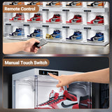 BROVIEW Smart Shoe Display Box with Led Lights, Clear Plastic Stackable Shoe Storage Box, Auto-Opening Shoe Organizer Sneaker Case, Remote Control LED Shoe Boxes, Collection Crate, 1 Pack White BROVIEW