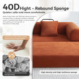 QQR Convertible Sleeper Sofa Bed with Cylindrical Pillow, Modern Corduroy Futon Bed, Modular Sofa with Pull-Out Bed, Love Seat Sleeper for Living Room, Small Space Apartment, Office (Orange) QQR