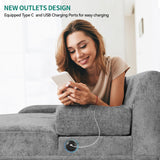 YITAHOMA Sectional Couches for Living Room, U Shaped Sofa Chenille Modern Couch with USB & Type C Charging Ports Double Chaise and Comfy Upholstered, Dark Grey YITAHOME