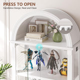 Lighted Display Cabinet with Glass Doors, 72" Tall Curio Cabinet - 4 Tier Display Case with Human Sensor Lights, Bookcase for Collectibles Toys Books, White Dystler