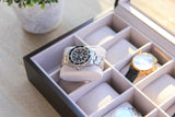 CASE ELEGANCE Solid Espresso Wood Watch Box Organizer with Glass Display Top 12 slot (Espresso) CASE ELEGANCE