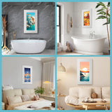 Potter-Island Concealed Medicine Cabinet 14×24 Recessed, Picture Frame Medicine Cabinet, Farmhouse White Wood Frame, 3 Shelves, 100% Handmade, Fully Assembled Wall Niche Insert（Moonlighter） Potter-Island