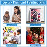 QINRUBB DIY Kitten Diamond Art Kit for Adults Beginners, Full Drill Cute Cat Diamond Painting Kits, 5D Roses Flowers Painting by Numbers DIY Craft Kits for Home Wall Decor 12x16 inch QINRUBB