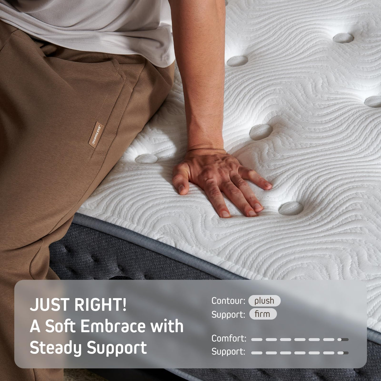 COMFBOX King Size Mattress 14 Inch ， Hybrid King Mattress in a Box, Medium Firm Mattresses with Memory Foam & Pocket Springs, Pressure Relief, Cool Fresh Sleep, Enhanced Edge Support COMFBOX