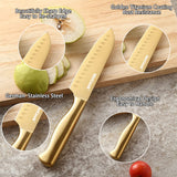 McCook® Knife Sets, Golden Titanium Stainless Steel Kitchen Knife Block Sets with Built-in Sharpener McCook
