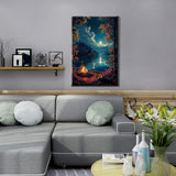 JOOZ Paint by Numbers Kit for Adults with Frame, Landscape Paint by Numbers for Adults, Moon Lake Paint by Number with Easel, DIY Acrylic Oil Painting Kit for Home Wall Decor 8 x 12 Inch JOOZ