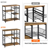 Yaheetech 4-Tier Kitchen Baker's Rack, Coffee Bar Microwave Stand Cart with Wire Basket & 6 Side Hooks, Kitchen Organizer Shelf for Spices/Utensils Foods, Rustic Brown Yaheetech