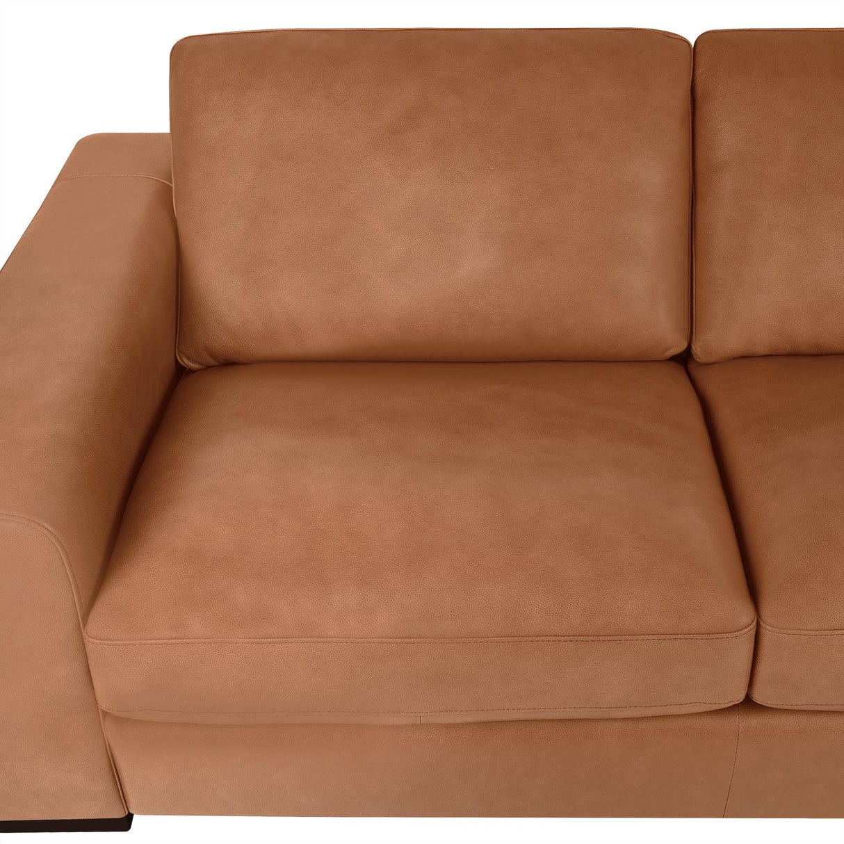 Naomi Home Freya Genuine Leather Sofa for Living Room, Bedroom - Loveseat, Sofa - Luxurious Comfort, Goose Feather Cushion Filling, Square Arm Design, Sturdy Block Legs, Elegant, Tan Naomi Home