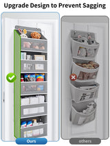 JARLINK Over The Door Organizer Storage, 5 Shelf Hanging Door Organizer with 5 Large Capacity Pockets, Anti Tilt 44 lb Load Behind Door Organizer for Bedroom, Bathroom, Pantry, Nursery, (Grey) JARLINK