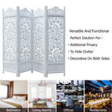 COTTON CRAFT Room Divider Wood Floor Screen - Kamal Antique White 4 Folding Panel 72x80 - Portable Reversible Functional Decorative Partition - Reversible Boho Freestanding Small Spaces Privacy COTTON CRAFT