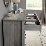 Farmhouse 9 Drawers Dresser for Bedroom, Wood Rustic Wide Chest of Drawers, TV Stand Storage Dressers Organizer for Bedroom, Living Room, Hallway,Gray LGHM