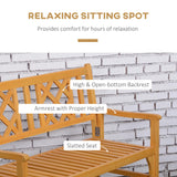 Outsunny Portable 4FT Wooden Garden Bench for Two with Backrest and Armrests Outsunny