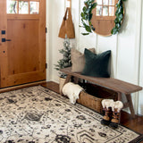 Wnutrees 47" Farmhouse Wood Bench, Dining Room Bench, Entryway Bench for Living Dining Room, Solid Wood, Easy to Assemble, Brown Wnutrees