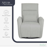 Evolur Sylas Nursery Glider Chair in Luxe Grey - Manual Recliner with 360° Swivel, Lumbar Support, Tufted Back & Side Pockets - Modern Rocking Chair for Baby Room, Nursery & Living Room Evolur