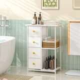 3IngSeagulls Bathroom Storage Cabinet, Bathroom Cabinets Freestanding with 4 Drawers and Adjustable Shelves, 5 Tier Wooden Floor Cabinet, Storage Cabinet for Bathroom, Kitchen, Living Room, White 3IngSeagulls