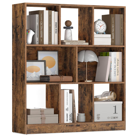 VASAGLE Custos Collection - Bookshelf, 3-Tier Bookcase, Book Shelf, Open Storage Shelf, 9.4 x 35.4 x 39.4 Inches, for Living Room, Home Office, Dining Room, Rustic Brown ULBC455K01 VASAGLE