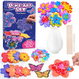 MDINGTD Toys for 4 5 6 7 8+ Year Old Girls, Poke Art Flower Bouquet with 8 Flowers & 2 Butterflies Arts and Crafts for Girls Ages 4-12 DIY Creative Activity Birthday Christmas Gifts Craft Kits MDINGTD