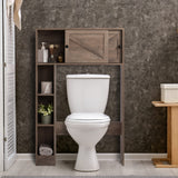 ALIMORDEN Over The Toilet Storage Cabinet, Bathroom Organizer Shelf with 2 Sliding Doors ALIMORDEN