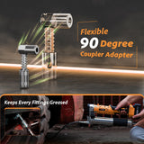 TaskStar 2-in-1 Electric Grease Gun:12000 PSI, 5.3 oz/min Flow Battery Powered Cordless Grease Gun with 2 * 4.0 Ah Batteries and Charger, LED Light, 90 Degree Coupler Adapter, Orange TaskStar