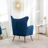Roundhill Furniture Sovarol Velvet Button-Tufted Wing Back Accent Chair, Blue Roundhill Furniture