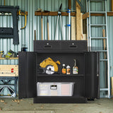 Wanfu Metal Storage Cabinet, 36" H Locking Storage Cabinet with Two Drawers and Adjustable Shelf, Metal Cabinets for Office, Garage, Home-Black Wanfu