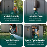 Keter Darwin 6x8 Ft Resin Storage Shed, Graphite Gray – Double Doors with Window & Skylight Keter