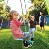 INTEX 44121E Heavy Duty Backyard Three Feature Swing Set: Includes Two Height Adjustable Swings and Glider – Plastisol-Coated Chain – Rust-Resistant Steel Frame – Anchor System – Easy Assembly Intex