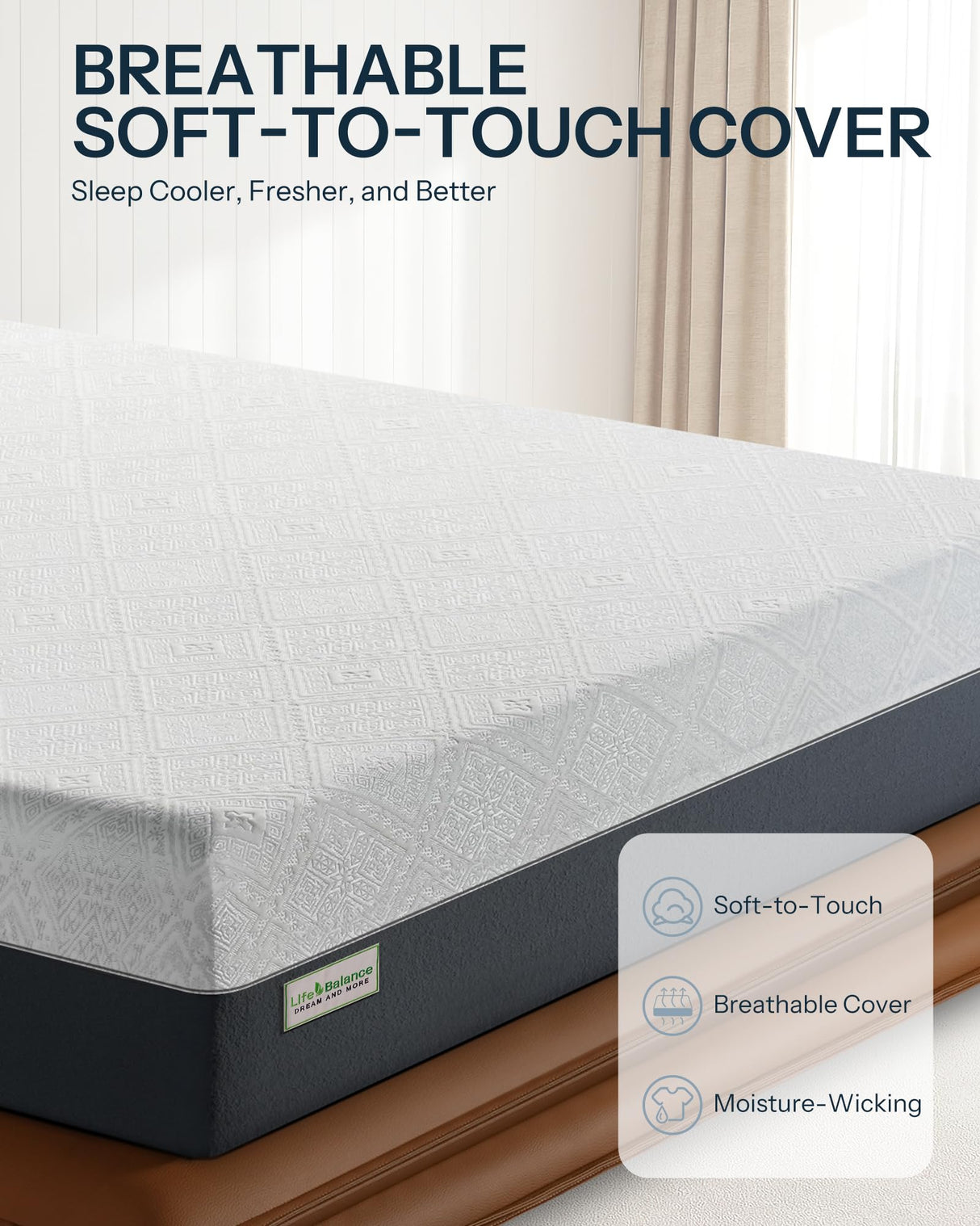 King Size Mattress, 10 Inch Cooling-Gel Memory Foam King Bed Mattress Made in USA, Pressure Relief, Motion Isolation, Breathable Fabric, Mattresses in a Box for Optimal Sleep Quality, CY-10-K Life Balance