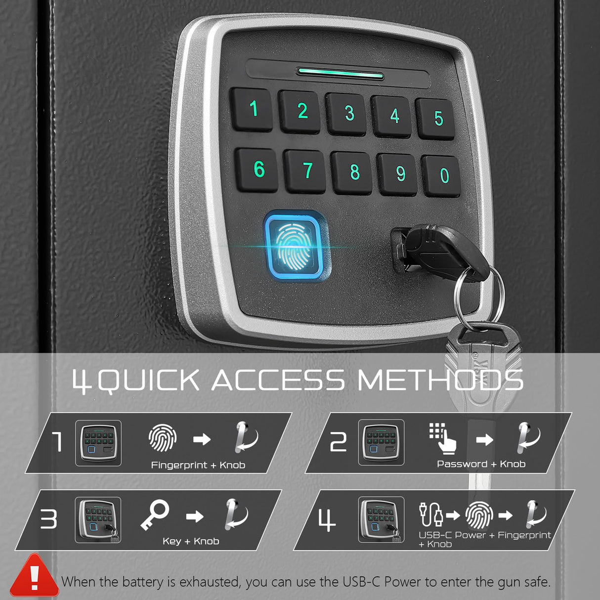 ANXINWEI Gun Safe, 2-3 Fingerprint Gun Cabinet with Anti-Theft Alarm, 180° Door Open Quick Access Biometric Rifle Safes for Home, Long Gun Safe Locker with Removable Shelf, Shotgun Safe with LED Light ANXINWEI