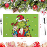 DAZONGE Set of 6 Christmas Table Placemats, Green Xmas Placemats for Dining Table Decor, Washable Table Mats for Christmas Holiday Home Kitchen Decor DAZONGE