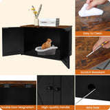 Dwanton Litter Box Enclosure, Cat Litter Box Furniture Hidden, Reversible Entrance Can Be on Left or Right Side, Wooden Cat Washroom Indoor, Black and Rustic Brown, 27.6 Inches Dwanton