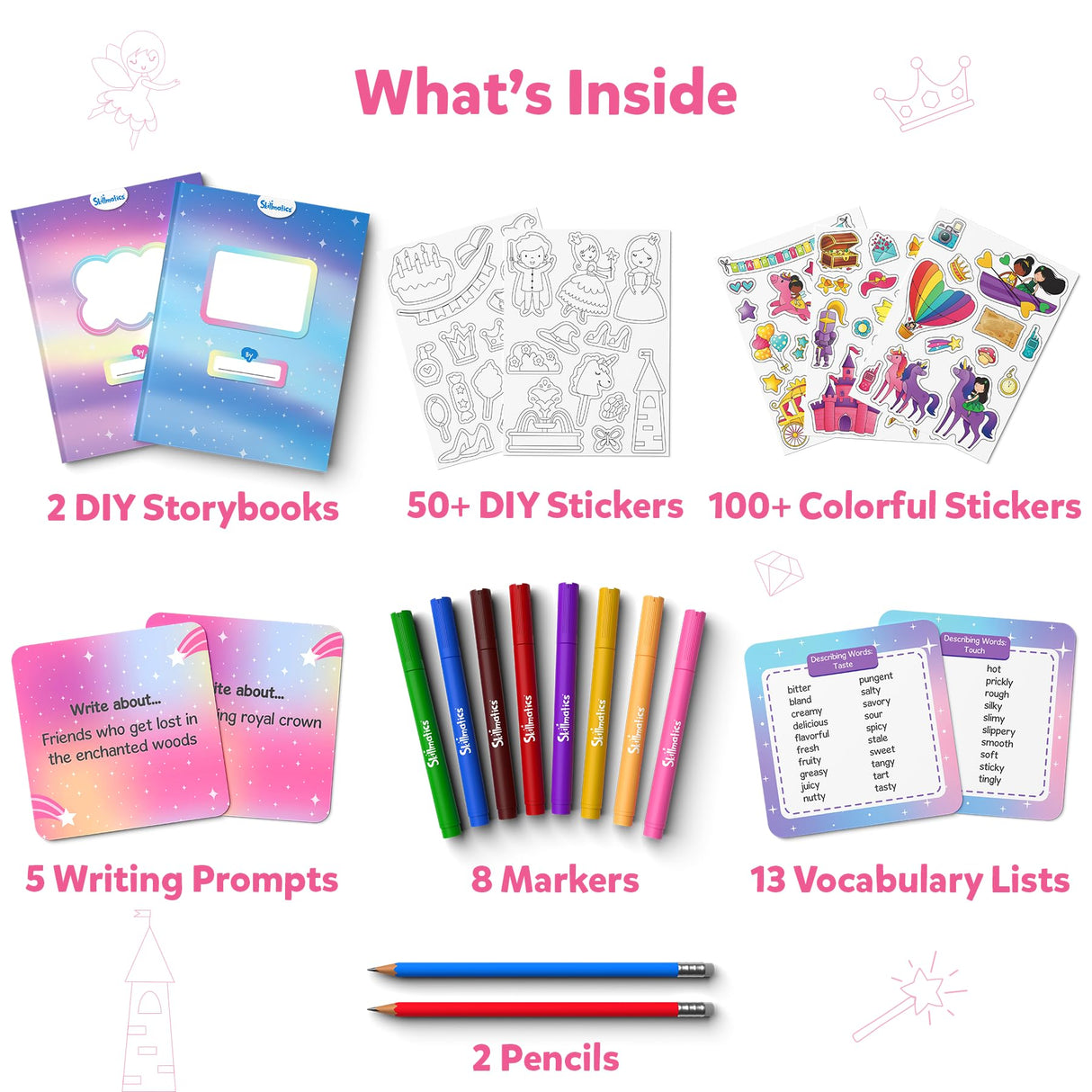 Skillmatics Storybook Art Kit & Snip Snip Unicorns & Princesses Theme Bundle, Gifts for Toddlers, Girls & Boys Ages 5, 6, 7, 8, 9, 10 Skillmatics