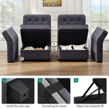 YITAHOME Modular Sectional Sofa, U Shaped Sectional Couch with Reversible Chaise Velvet 6-Seater Sectional Couch with 3-Position Adjustable Armrests and USB Port, for Living Room (Dark Grey4) YITAHOME