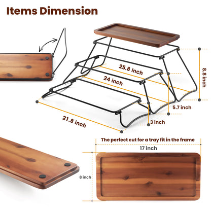 Tidita 3 Tier Serving Tray Acacia Wood - Cupcake Stand & Tower Serving Trays - 3 Tiered Wooden Large Serving Platter for Dessert - Food Display Stands & Charcuterie Board for Party, Picnic, B - WoodArtSupply