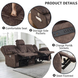 Alukang Loveseat Recliner Sofa, Manual Loveseat Reclining with Console for Living Room, RV Recliner Couch with Cup Holder/AC/USB C/USB and Drawer, Home Theater Velvet Reclining Love seat Couch (Brown) Alukang