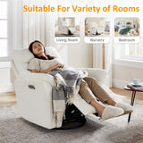 VANOMi Power Recliner Chair Swivel Glider, Electric Rocking Recliner Chairs with USB and Type-C Ports, Nursery Chair Recliner for Living Room, Bedroom, Apartment（White） VANOMi