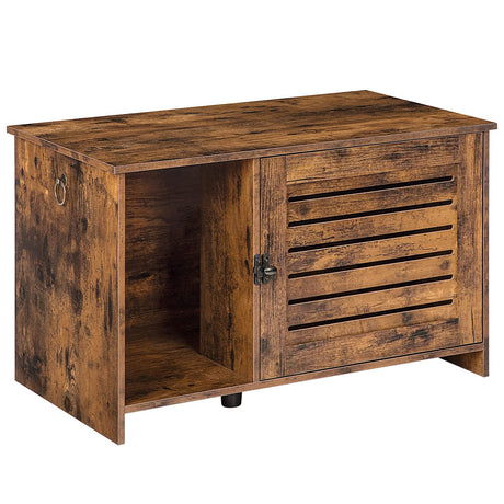 HOOBRO Cat Litter Box Enclosure, Hidden Cat Litter Box Furniture with Louvered Door, Spacious Hidden Cat Washroom with Divider, Cat Furniture Cabinet, 31.5"L x 17.7"W x 18.1"H, Rustic Brown BF07MW01 HOOBRO