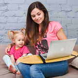 GlikCeil 30.5" Wood Curved Lap Desk Table Tray with Handles Wooden Foldable Lap Desk Wood Curved Bed Tray Wooden Lap Board Curved Keyboard Lap Tray for Laptop Computer Mouse GlikCeil