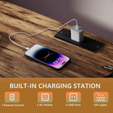 VASICAR Black Dresser with LED Lights & Power Outlets, Dresser TV Stand with 8 Drawers for 55" TV, Fabric Chest of Drawers for Bedroom, Living Room, Entryway VASICAR