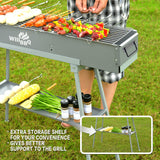 WILLBBQ Commercial Quality Portable Charcoal Grills Multiple Size Hibachi BBQ Lamb Skewer Folded Camping Barbecue Grill for Garden Backyard Party Picnic Travel Outdoor Cooking Use(31.6x7.1x5.1 inch) WILLBBQ