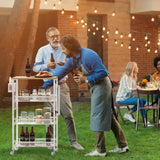 YITAHOME 4-Tier Slim Rolling Cart, Kitchen Cart with Wheels, Storage Cart with Wooden Tabletop and Mesh Baskets, Mobile Utility Cart for Narrow Space YITAHOME