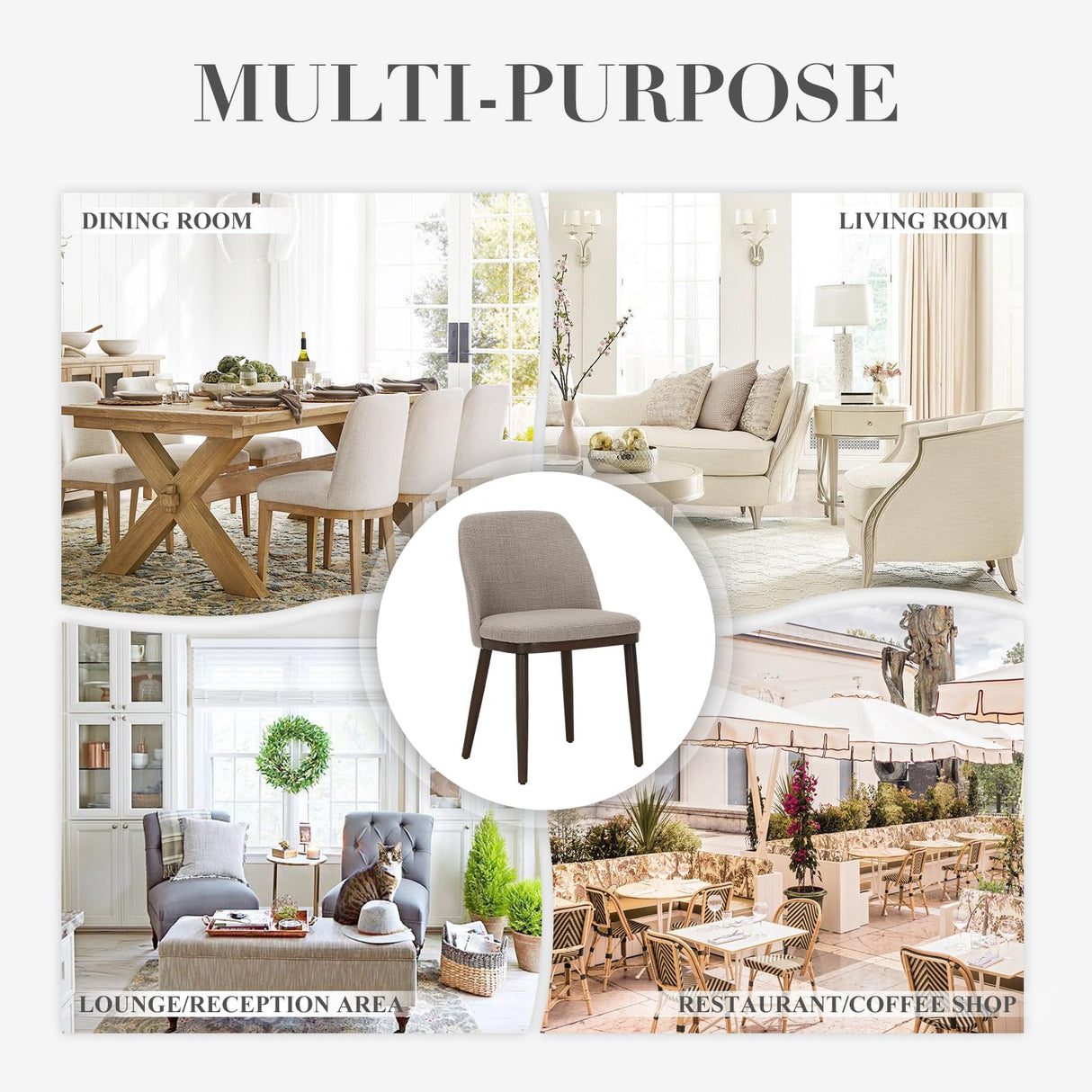 COLAMY Upholstered Dining Chairs Set of 6, Modern Kitchen Chairs with Back, Fabric Side Dining Room Chairs with Wood Legs for Kitchen Dining Room Restaurant, Camel COLAMY