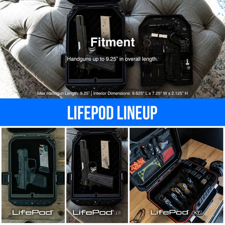 VAULTEK LifePod 2.0 Secure Waterproof Travel Case Rugged Electronic Lock Box Travel Organizer Portable Handgun Case with Backlit Keypad (Covert Black) VAULTEK